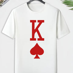 Men's Spade K Print T shirt Active Crew Neck Tee Men's Clothing