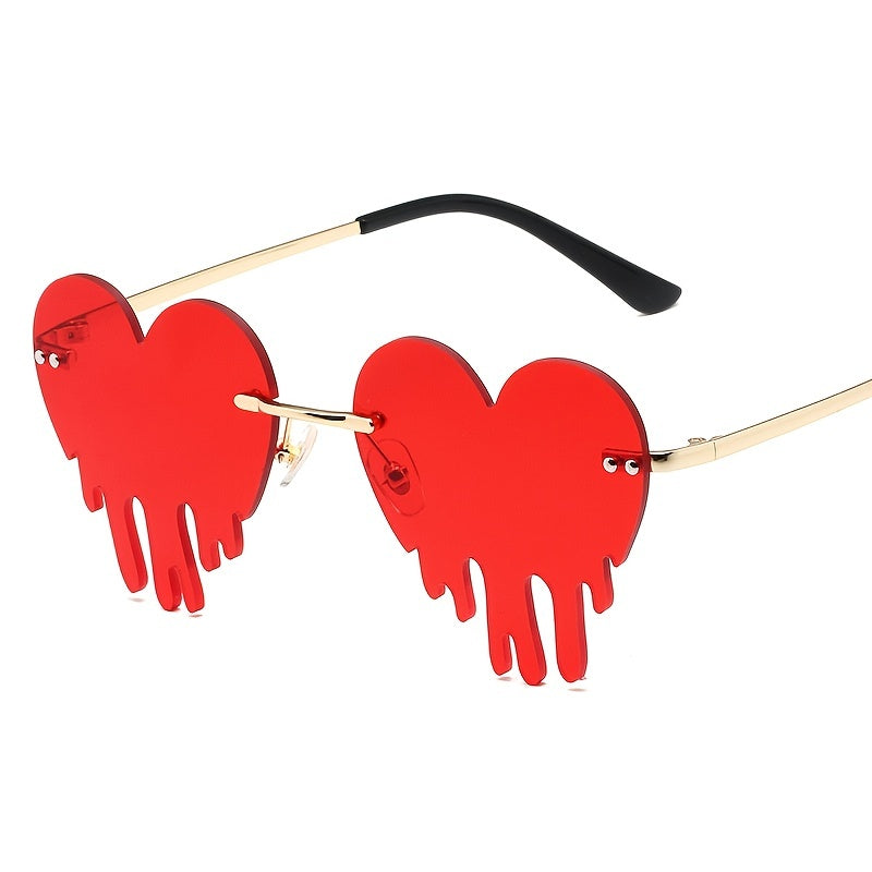 Melting Heart Sunglasses Rimless Party Glasses