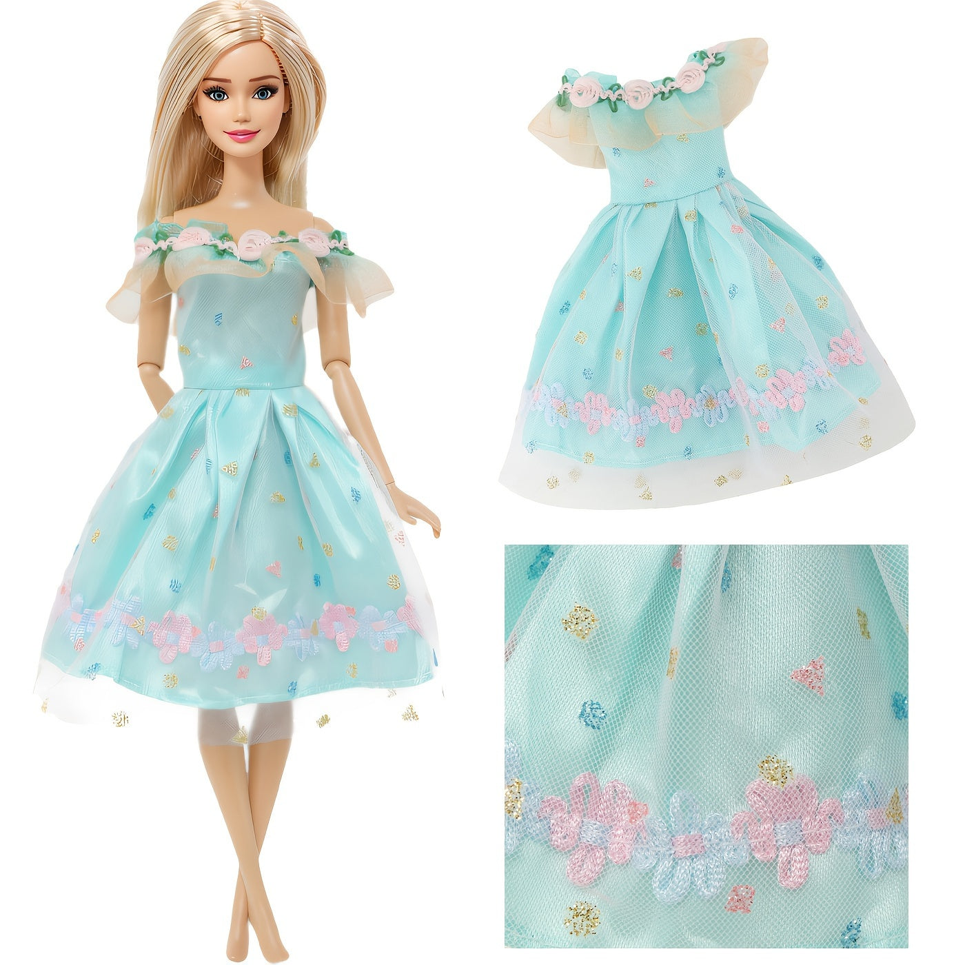 7pcs Doll Princess Dress Bag for 11.5in Doll, Christmas Birthday