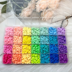 4200pcs 28-Grid 6mm Flat Round Clay Beads Jewelry Making DIY Girls Craft
