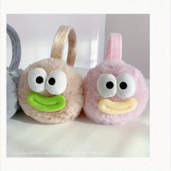 Cute Big Eyed Plush Earmuffs for Women - Foldable Warm Ear Covers