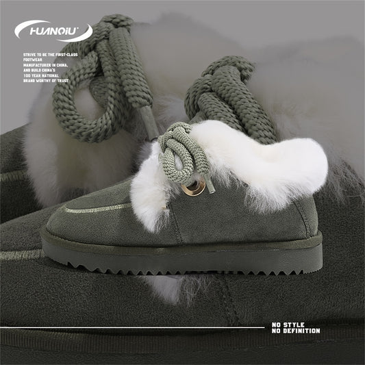 HUANQIU Women's Winter Snow Boots Fleece Lined Lace up Comfortable