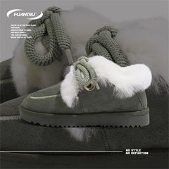 HUANQIU Women's Winter Snow Boots Fleece Lined Lace up Comfortable