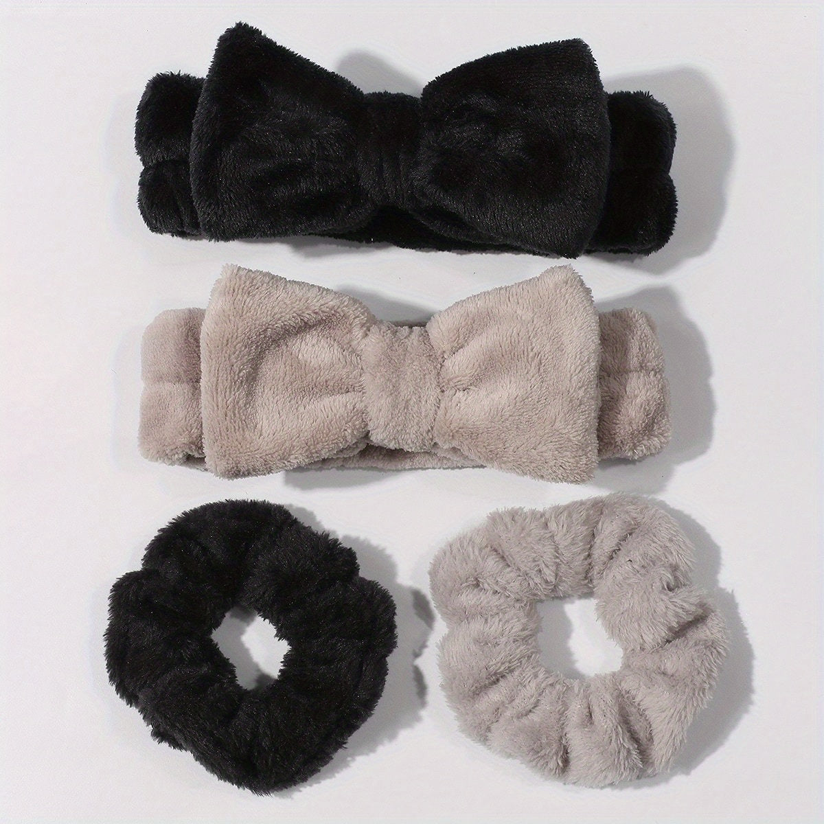 Plush Hair Accessories Set Soft Headband Wristband for Skincare Spa