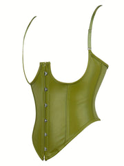 Slim Cami Top Button Front Tie Back Bodycon Sleeveless Top