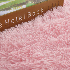 Pink Soft Round Furry Plush Floor Mat