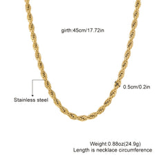 1pc Golden Silver Twist Chain Necklace Men Women Couple Necklace