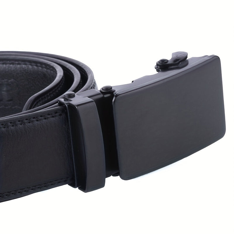 Men's Auto Buckle Belt PU Leather Business Waist Strap