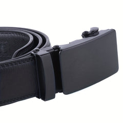 Men's Auto Buckle Belt PU Leather Business Waist Strap