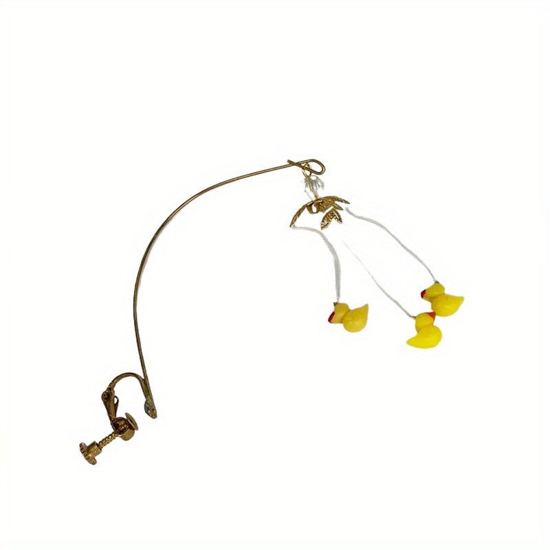Dollhouse Yellow Duckling Pendant with Branch and Bead Accents