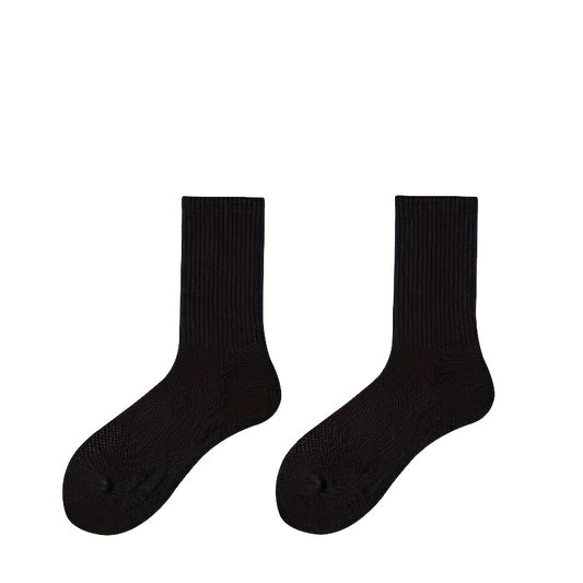 Comfy Solid Socks 2 Pairs Breathable Women's Stockings & Hosiery