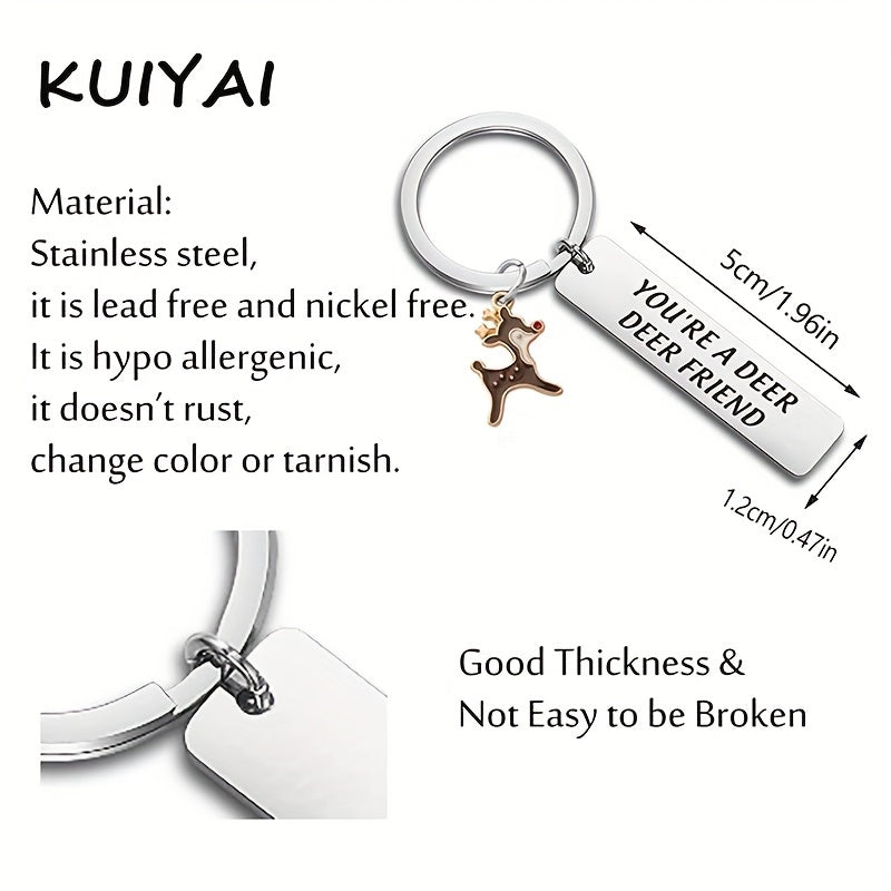 Deer Cartoon Keychain Stainless Steel Friendship Gift