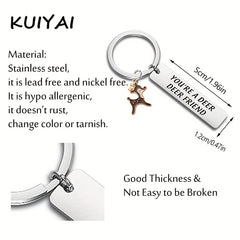 Deer Cartoon Keychain Stainless Steel Friendship Gift