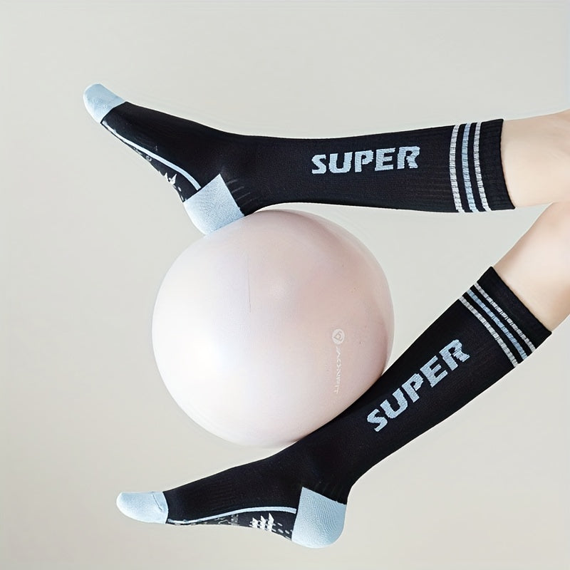 Women's Letter Print Sports Calf Socks - Knee High Stockings