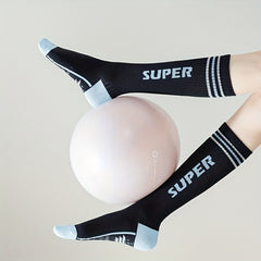 Women's Letter Print Sports Calf Socks - Knee High Stockings
