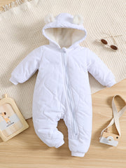 Infant Hooded Thick Romper Long Sleeve Zipper Thermal Jumpsuit