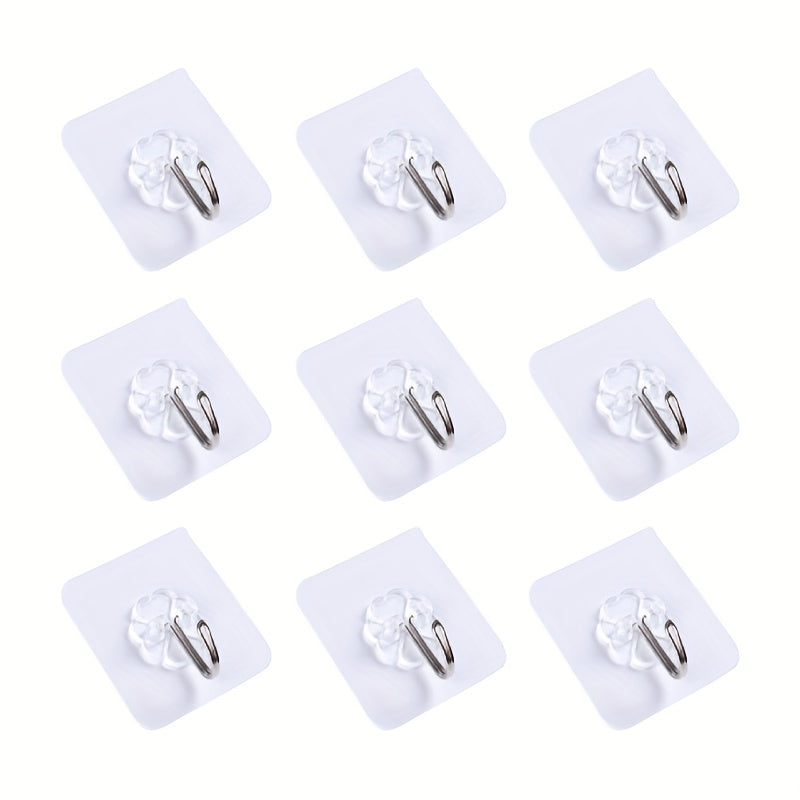 10-50pcs Punch Hook Strong Sticker Adhesive Bathroom Coat Transparent