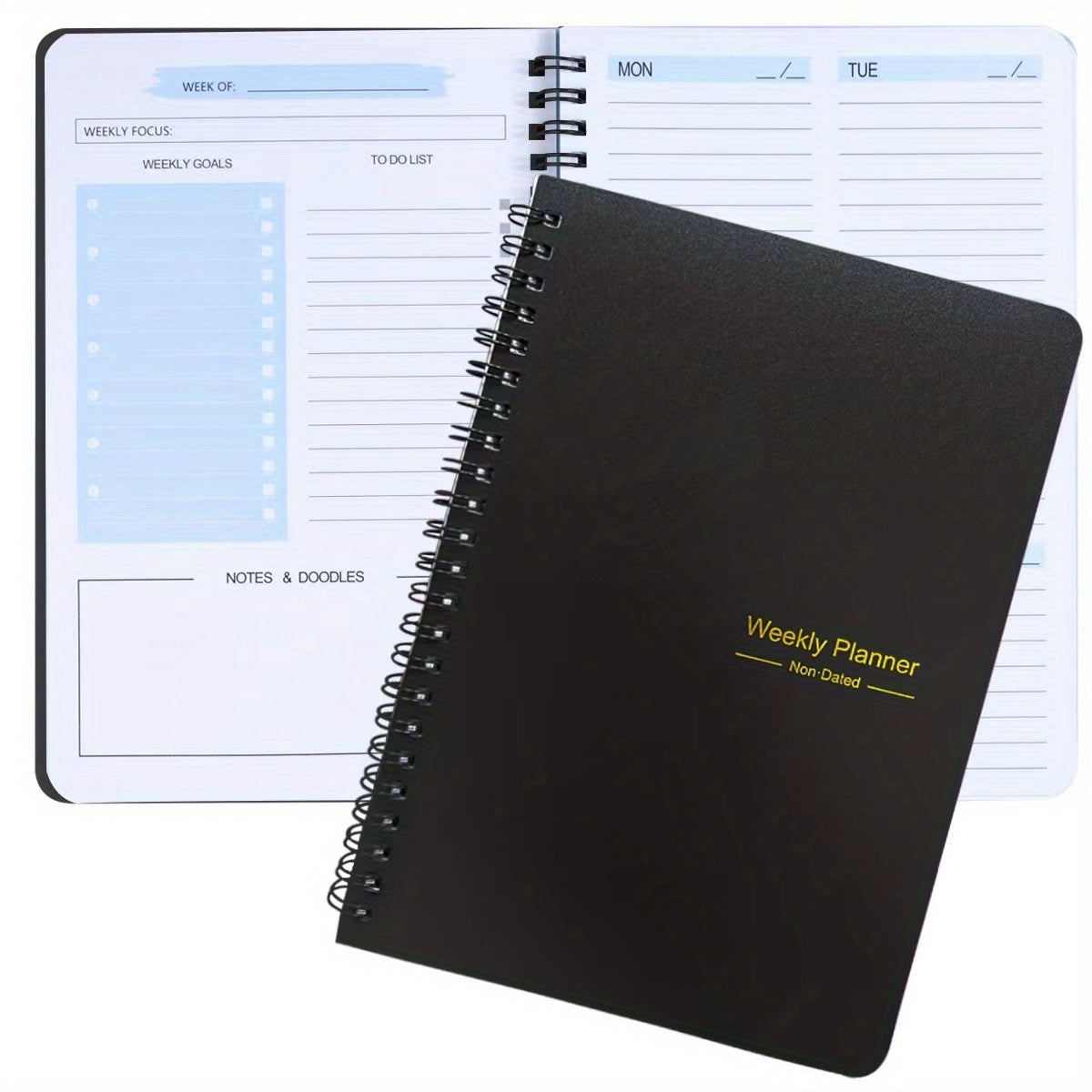 Spiral A5 Daily Weekly Planner Agenda - 52 Sheets