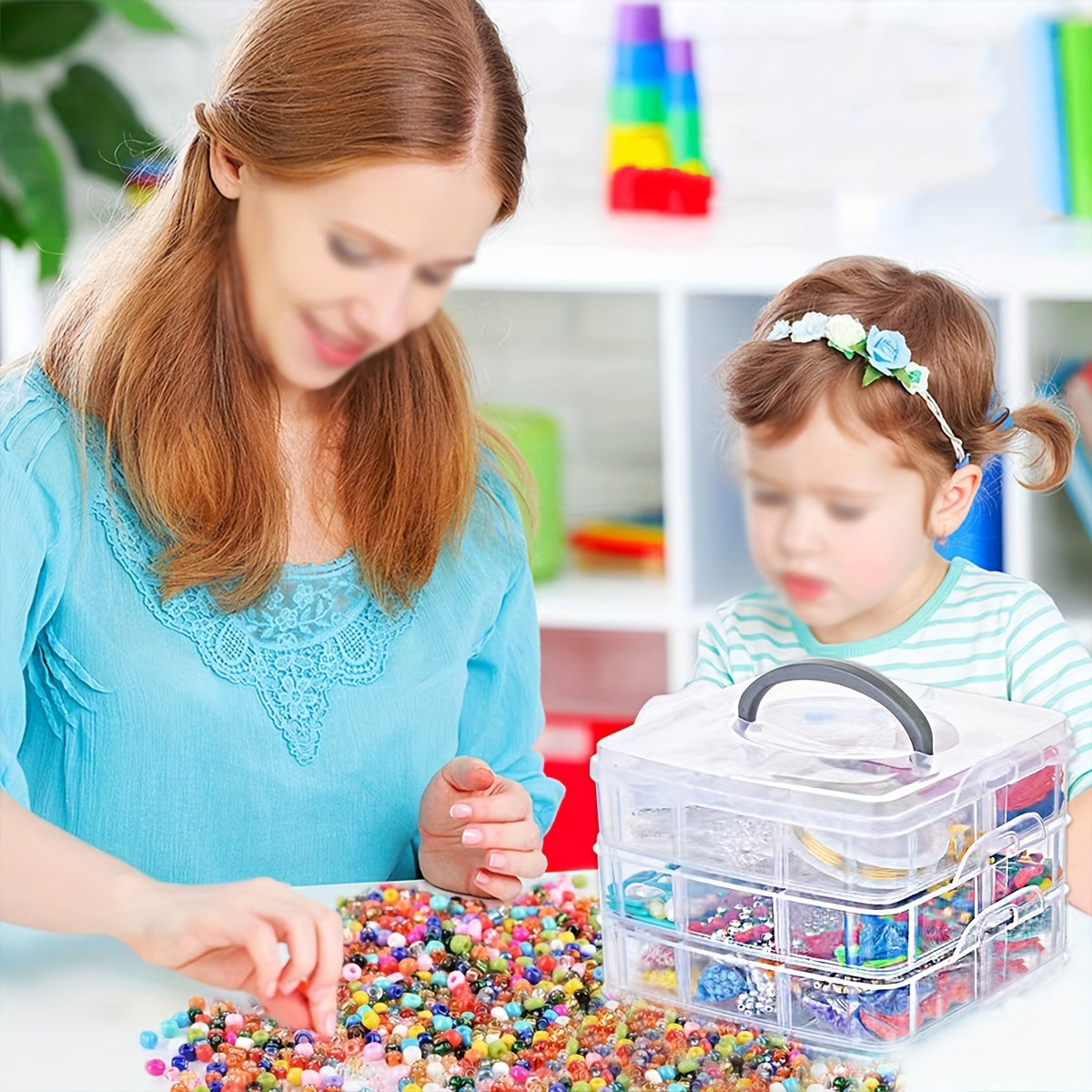 3 Tier 18 Grid Stackable Compartment Plastic Storage Box