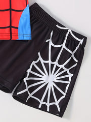 2pcs Toddler Boys Spider Graphic T Shirts & Shorts Set