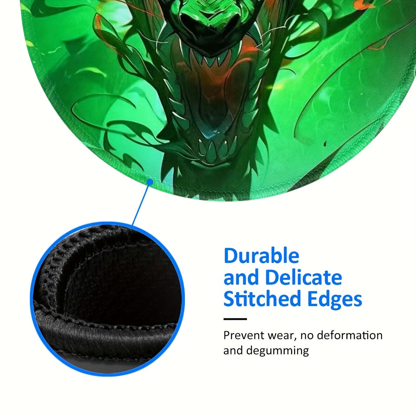 Dragon Pattern Round Mouse Pad 20x20cm for Games & Office