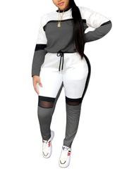 Women's Plus Colorblock Long Sleeve Top & Pants Set