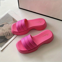 Women's Open Toe Thick Sole Slides Beach Slippers