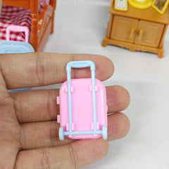 2pcs Mini Suitcases Trolleys Doll House Decoration