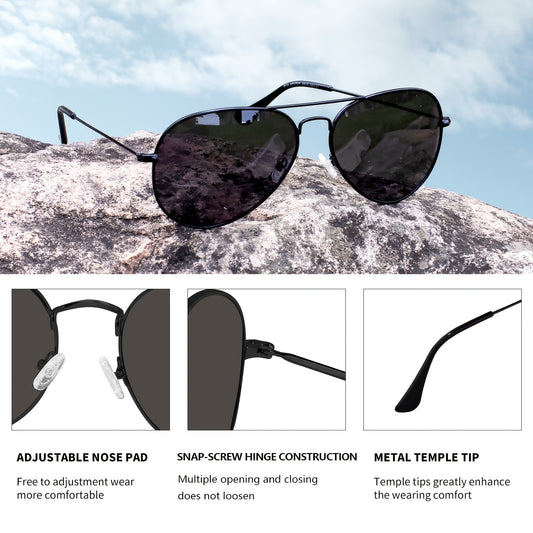 MAXJULI Polarized Aviator XL Sunglasses Metal Frame 8810
