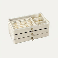 Acrylic Jewelry Organizer Box 3 Drawers Clear Velvet Lining Anti-oxidation