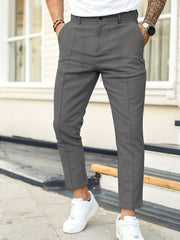 Men's Work Pockets Button Fly Slim Fit Trousers