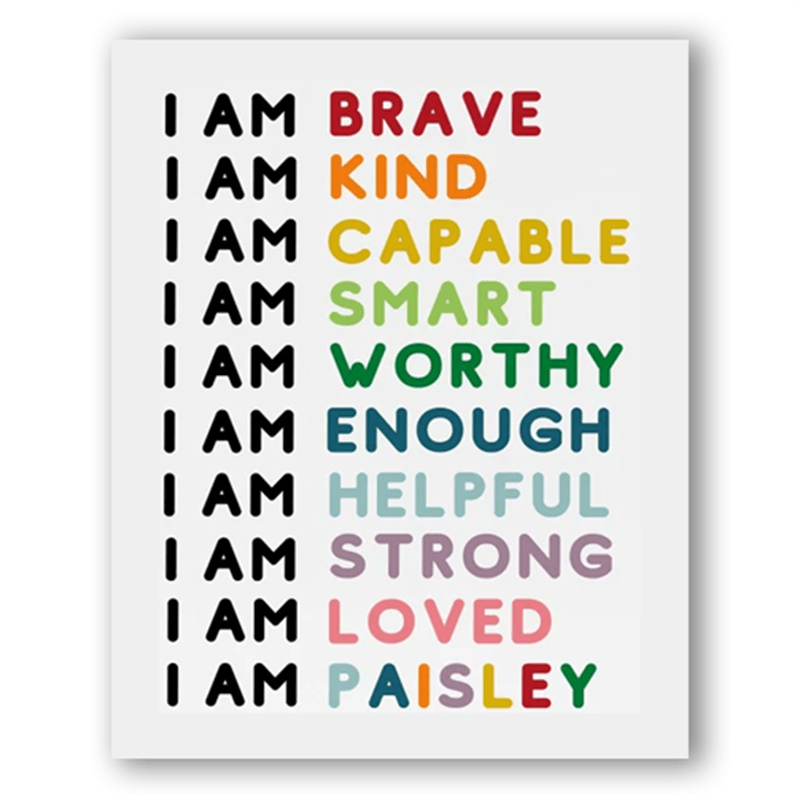Boho Classroom Decor I Am Brave I Am Kind Personalised Art