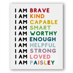 Boho Classroom Decor I Am Brave I Am Kind Personalised Art