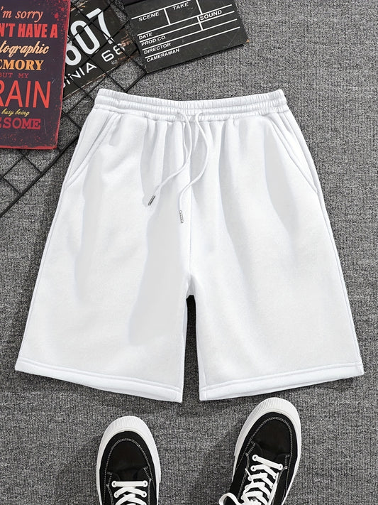 Men's Pleated Drawstring Shorts Solid Casual Stretch Waist for Summer