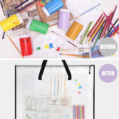 Large Capacity Transparent Tote Bag for Artwork and Stationery Storage