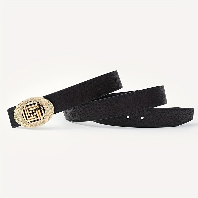 Men's Leather Belt Smooth Buckle Business Belt