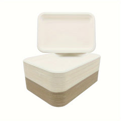50pcs 35 Biodegradable Paper Plates Heavy Duty Sugarcane Platter for BBQ Picnic
