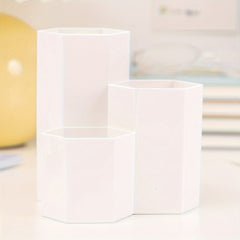 Functional Hexagonal Desktop Organizer with Three Compartments