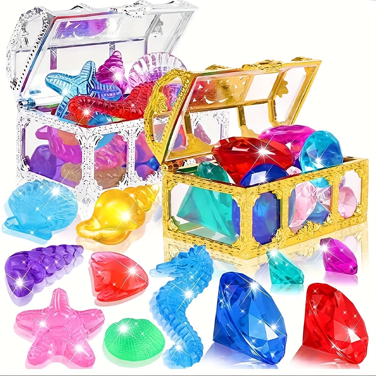 20pcs Colorful Submersible Gems Pool Toys - Underwater Acrylic Gems Collection