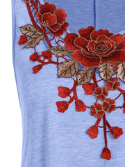 Plus Size Floral Embroidered Round Neck Tank Top