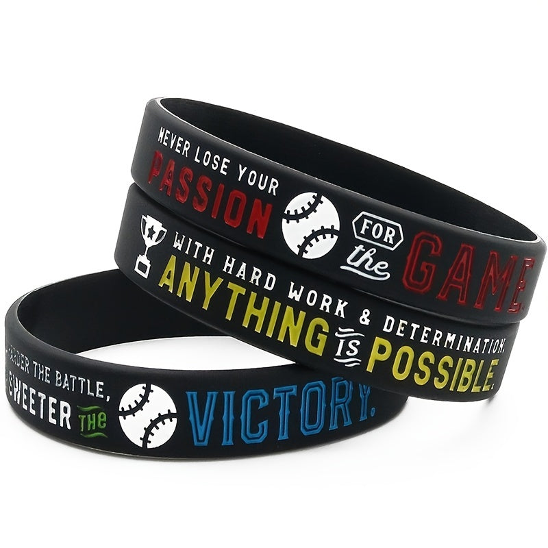 Motivational Baseball Silicone Bracelet for Teams & Players
