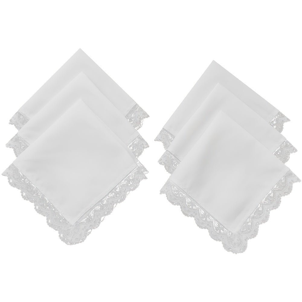 6pcs Lace Trim Handkerchiefs Women's DIY Decoration