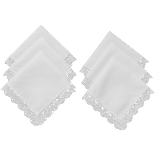 6pcs Lace Trim Handkerchiefs Women's DIY Decoration