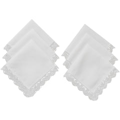 6pcs Lace Trim Handkerchiefs Women's DIY Decoration