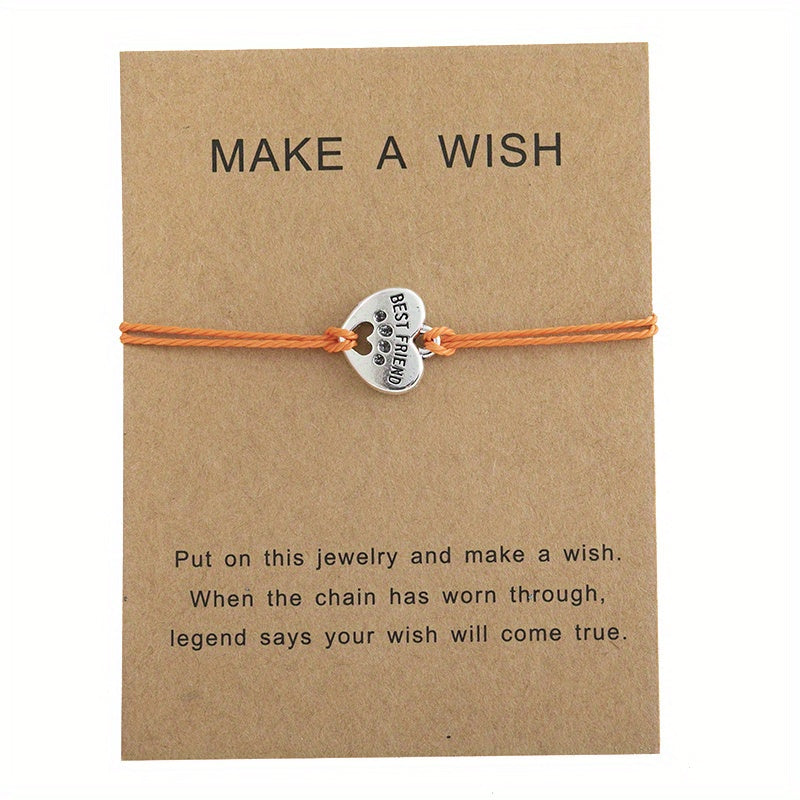 Dog Paw & Love Heart Bracelet Adjustable Rope Hand Jewelry