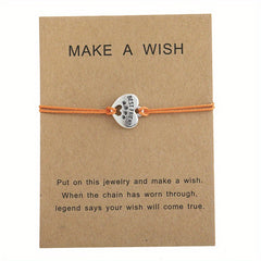 Dog Paw & Love Heart Bracelet Adjustable Rope Hand Jewelry