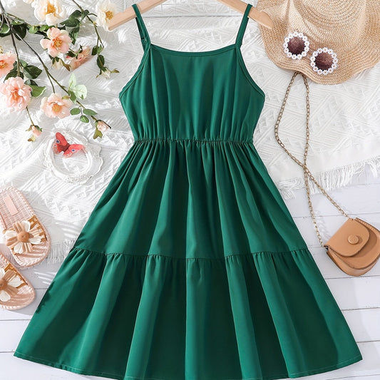 Girls' Elastic Waist Swing Cami Dress For Party Going Out