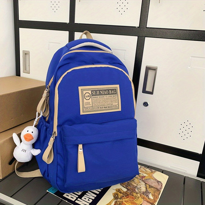 Letter Patched Zipper Backpack Large Capacity School Bag
