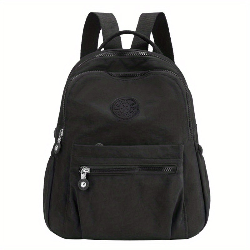 Nylon Zipper Backpack Preppy Style Backpack With Adjustable Strap