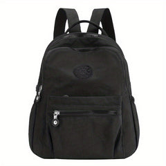 Nylon Zipper Backpack Preppy Style Backpack With Adjustable Strap